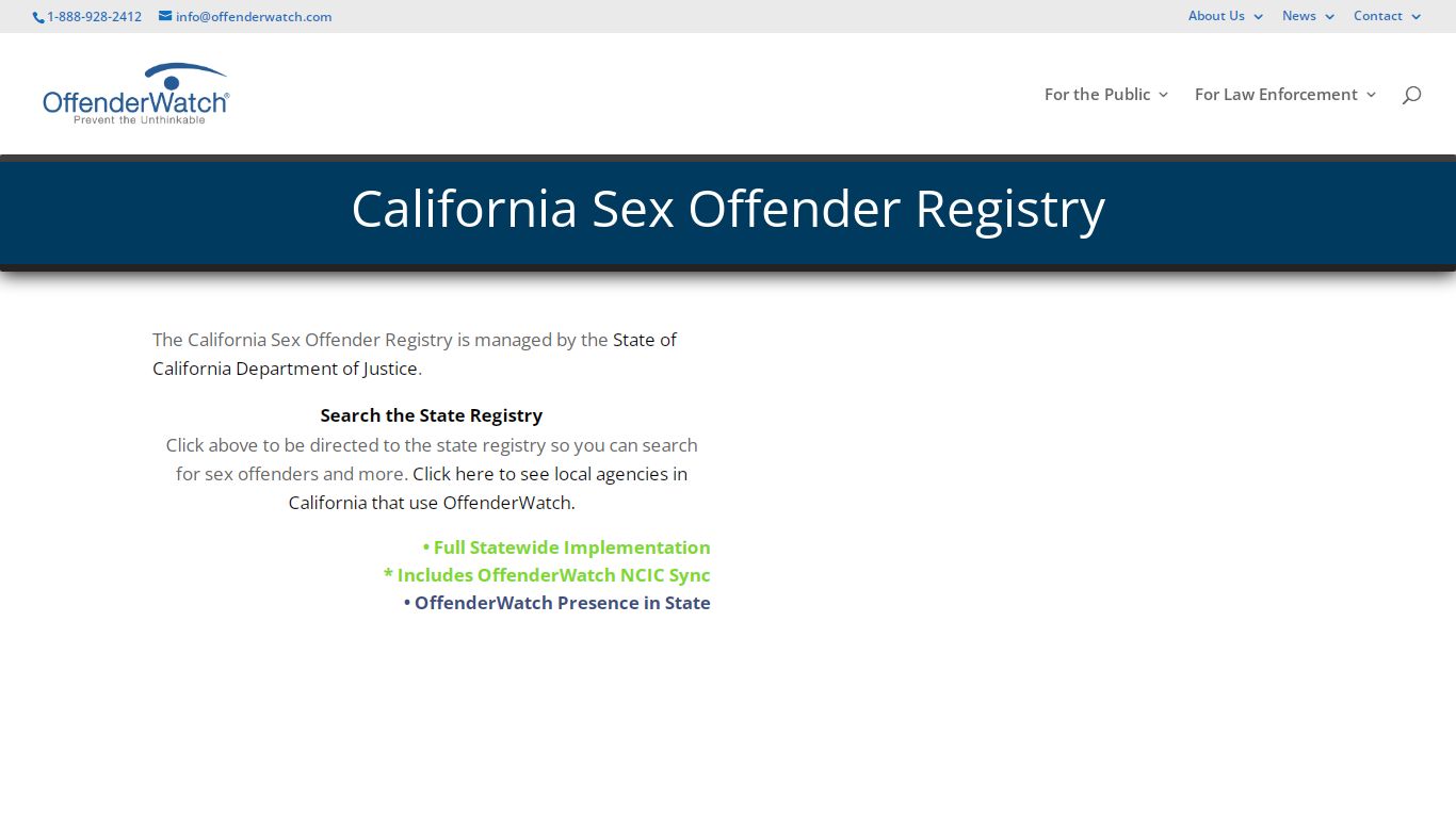 California Sex Offender Registry - Search for Sex Offenders