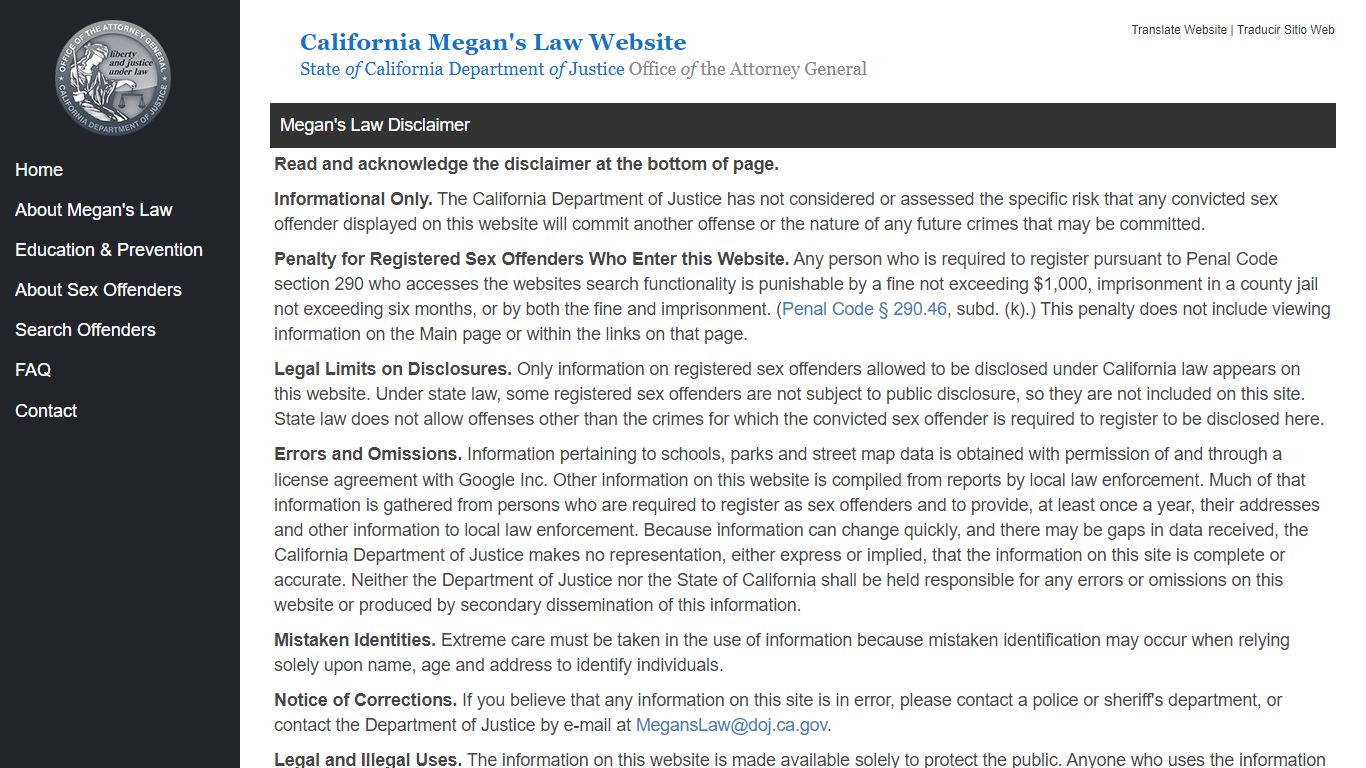 California Megans Law